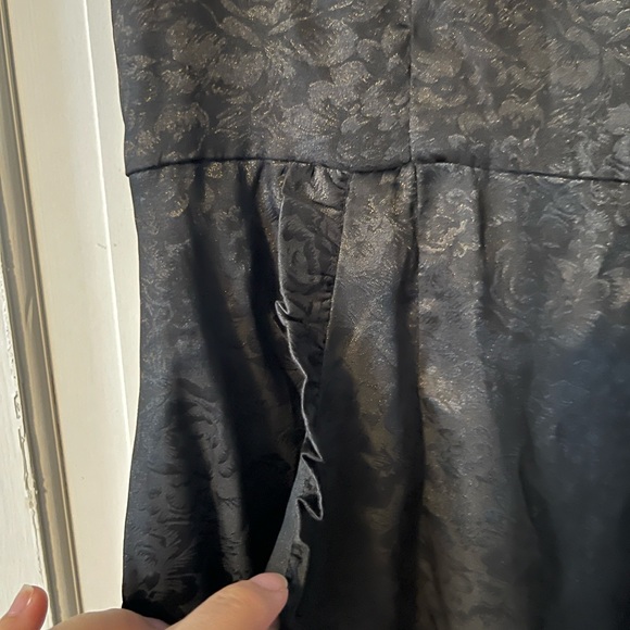 Cocktail Black Floral Embossed Satin Mini Dress - Picture 5 of 7